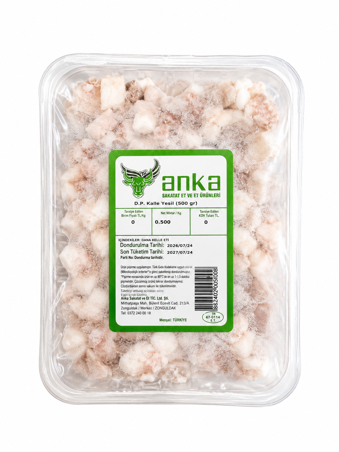 DONDURULMUŞ PİŞMİŞ KELLE YEŞİL (500gr)