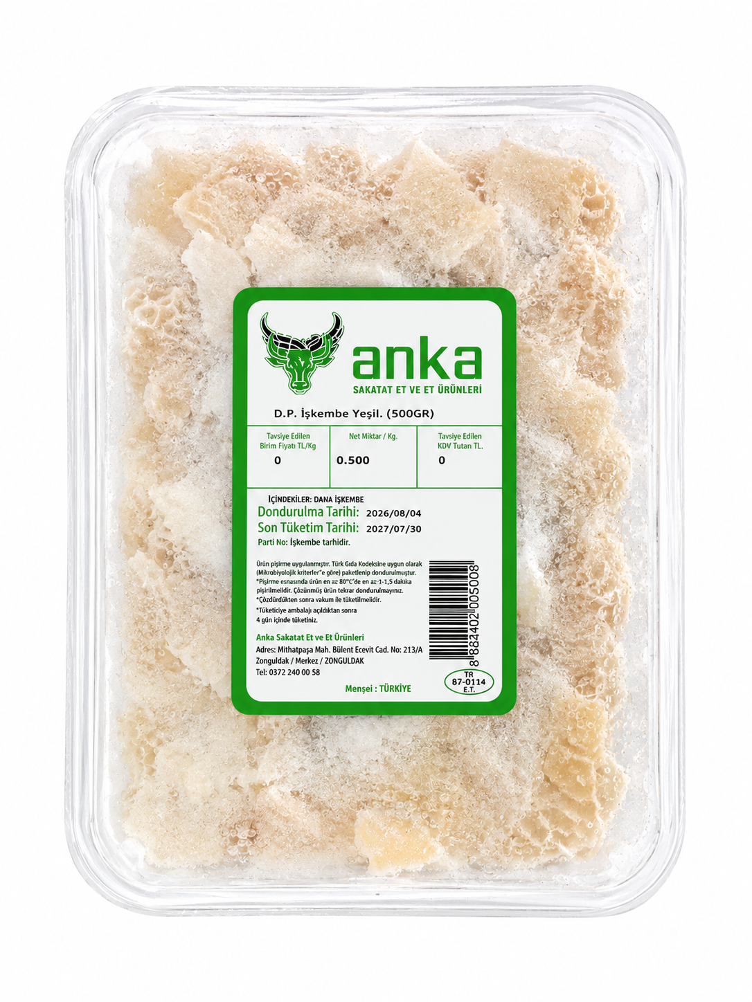 DONDURULMUŞ PİŞMİŞ İŞKEMBE YEŞİL (500gr)