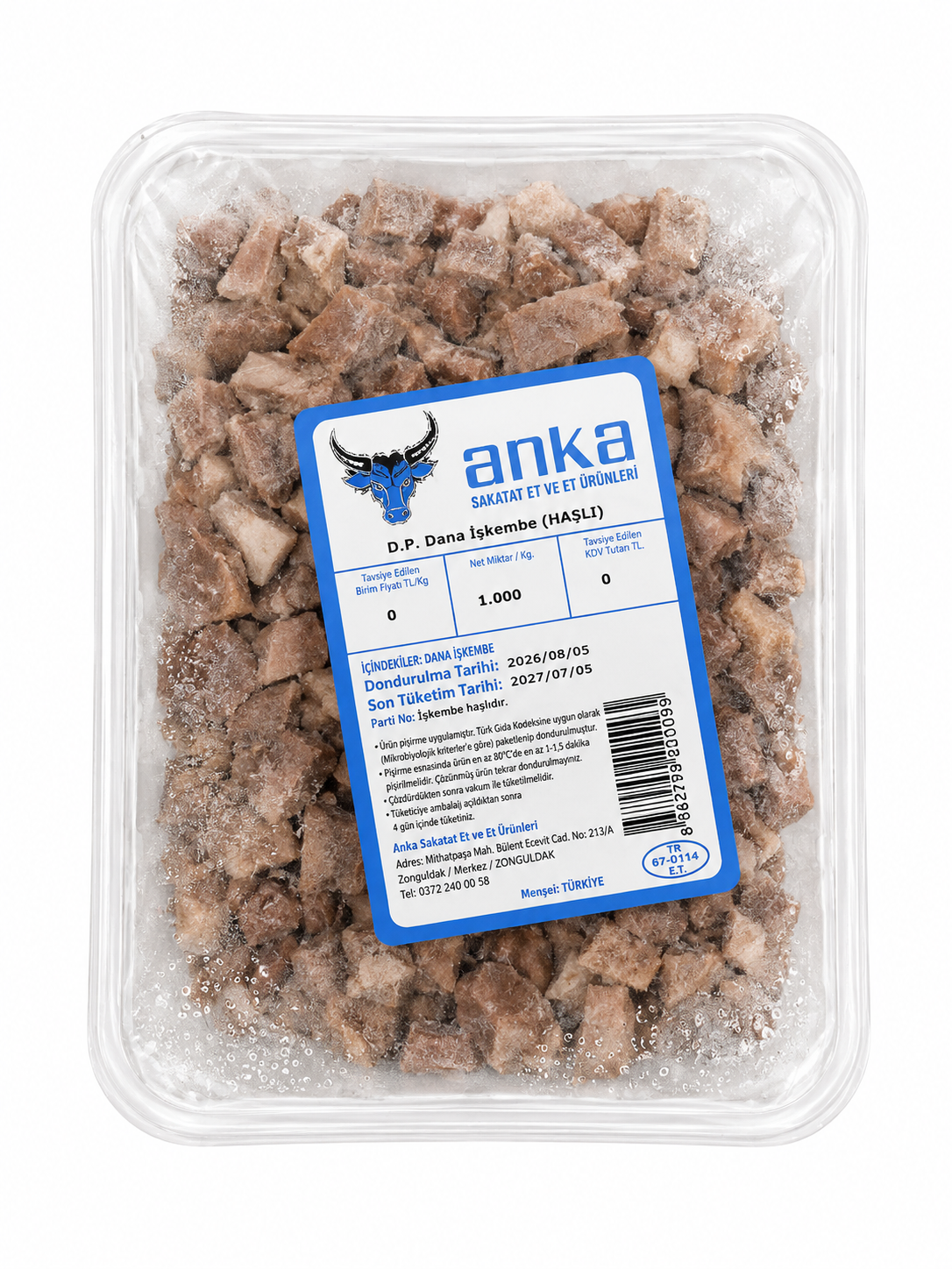 DONDURULMUŞ PİŞMİŞ KELLE MAVİ (500gr)